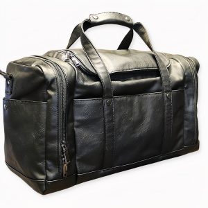 Grand sac de voyage multipoche en cuir végan noir