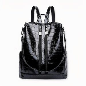 Sac à dos femme multi-zip croco
