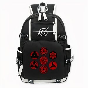 Sac à dos noir avec motifs inspirés de Naruto