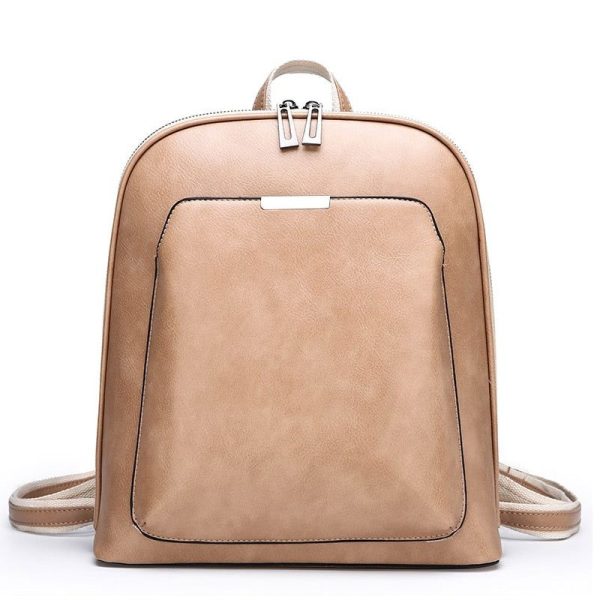 Sac À Dos De Ville Pour Femme En Simili Cuir Beige