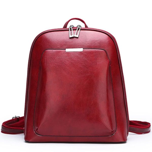 Sac à dos femme simili cuir rouge pour la ville