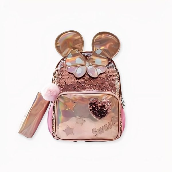 Sac à dos rose à paillette pour petite fille