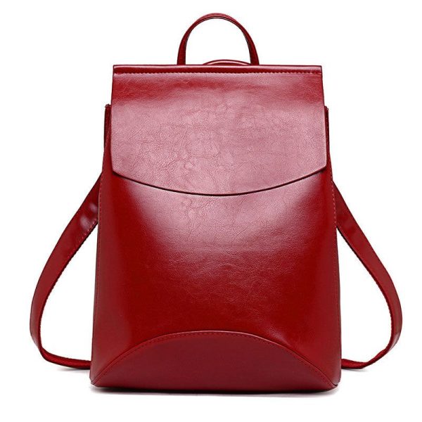 Sac à dos rouge cours simili cuir femme
