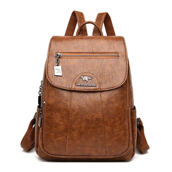 Sac à dos simili cuir marron pour femme