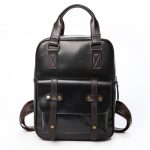 Sac à dos simili cuir noir étudiant aspect sacoche