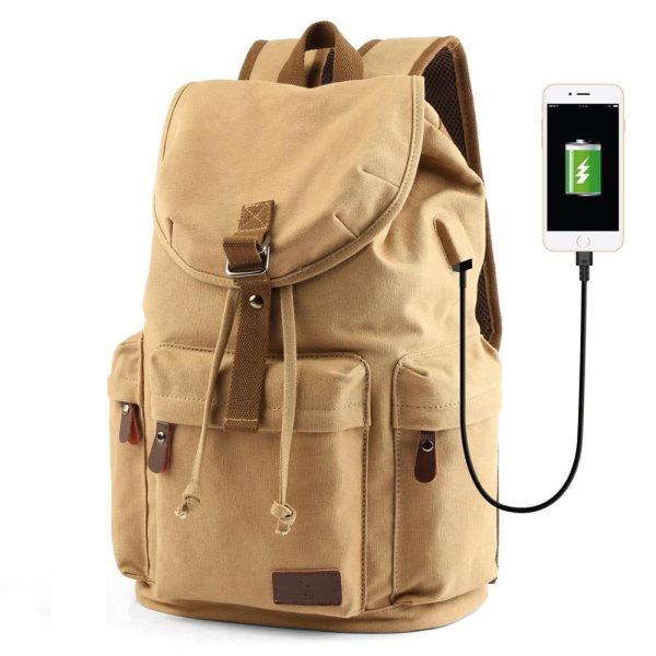 Sac à dos vintage toile beige femme